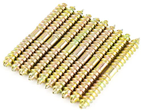 À Double Extrémité Bois Pour Bois Meubles Fixation Cheville Vis Double Extrémité Vis Enduit de Zinc Placage Filetage 10 Pcs