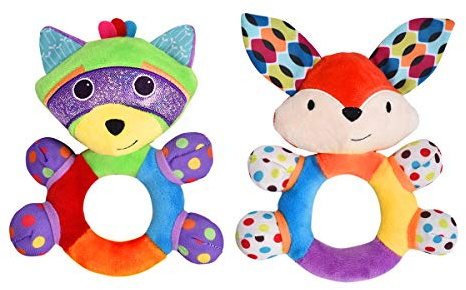 HAHA Baby Soft Rattles & Plush Rings Teething Toys for 0-6 Months Newborns