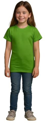 A2Z 4 Kids Girls Cotton T Shirt Plain Crew Neck - Girls T Shirt Lime 13