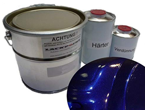 Lackpoint 1,75 litros de pintura para coche, 2 componentes, azul oscuro metálico, una capa de barniz