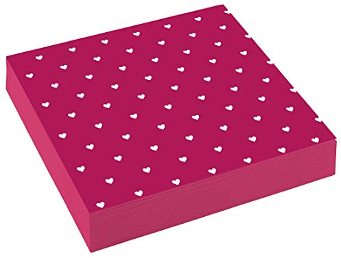 NET TOYS 20 Romantische Servietten mit Herz-Motiv - Pink 33x33cm - Außergewöhnliche Party-Deko Papierservietten Liebe - EIN Highlight für Hochzeit & Valentinstag
