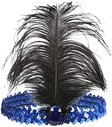 Lazzboy Frauen Hut Gurt Blume Feder Partyhut Haarspange Stirnband Zubehör Damen 1920s Stil Flapper Haarband Inspiriert Von Great Gatsby Kostüm Accessoires