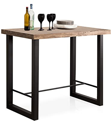 Adec Group Loft, Mesa Alta de Cocina, Mesa de Bar, Barra, Mesa Contract, Color Roble Boreal y Negro Medidas: 120 cm (Ancho) x 70 cm (Fondo) x 100 cm (Alto)