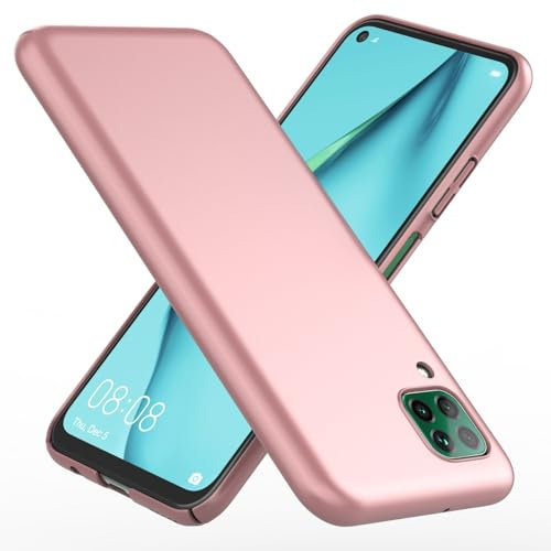 NALIA Case Rigida compatibile con Huawei P40 lite Custodia, Slim Hardcase Finitura Opaca Sottile Cover Protettiva, Bumper Antiurto Telefono Cellulare Protezione Copertura Guscio, Colore:Rosa Gold Oro