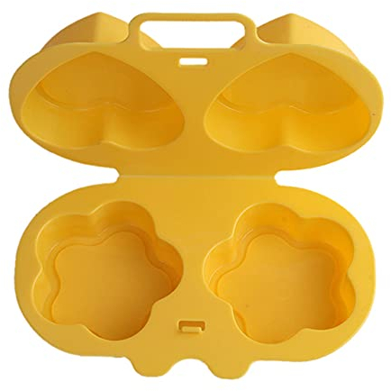 IKAAR Mikrowellen Eierpochierer für 2 Eier in Herz- und Blumenform, aus Kunststoff, Gelb, Eierkocher