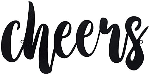 Pangda Cheers Schild für Zuhause, Bar, Wanddekoration, Metallschild für Zuhause, Büro, Wohnzimmer, Dekoration, schwarz, 35 x 15 cm