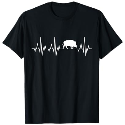 Wildschwein Herzschlag Jäger Wildsau EKG Jagd Schwarzwild T-Shirt
