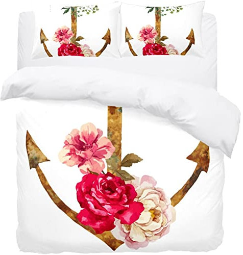 Supersoft Collection Bettwäsche-Set mit Anker-Motiv – 1 Bettbezug + 2 passende Kissenbezüge