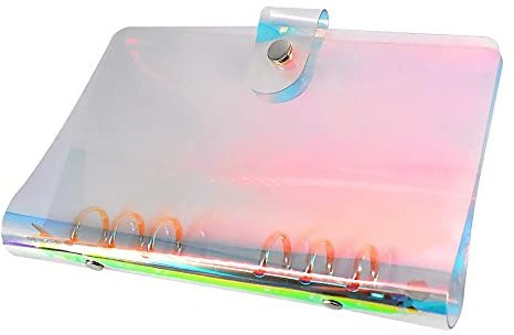 A5 6-Ring Regenbogen Binder Cover, Klar Nachfüllbar Papier PVC Notebook Cover, Lose Blatt Persönlicher Planer Binder Cover, 1 Stück