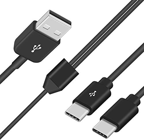 Duttek USB to USB C Cable, 2 in 1 USB C Charger Data Cable, USB 2.0 Type A Male to 2 USB Type-C Male Splitter Y Data Sync and Charging Connector for Computer and Phone (1.5m)