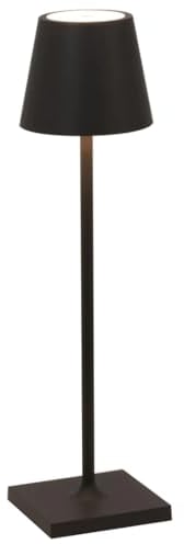 Zafferano, Poldina Micro Lampe, Kabellose, Wiederaufladbare Tischlampe mit Touch Control, Geeignet für Wohnzimmer und Außenbereich, Dimmer, 2200-3000 K, Höhe 27,5 cm, Farbe Schwarz