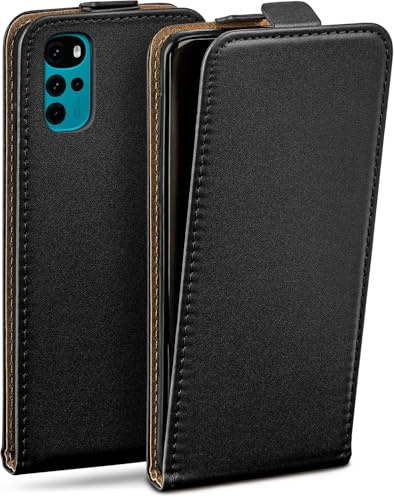 moex Flip Case für Motorola Moto G22 Hülle klappbar mit 360 Grad Schutz, Handyhülle mit Displayschutz, PU Leder Handytasche Lederhülle, Flip Case Cover Klapphülle, Schwarz