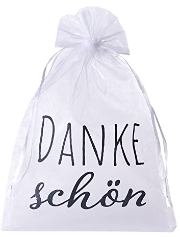 5 transparente Geschenkbeutel mit Text - Danke schön - Organzabeutel mit Kordel, Geschenkverpackung, Hochzeit, Muttertag... (40x30 cm)