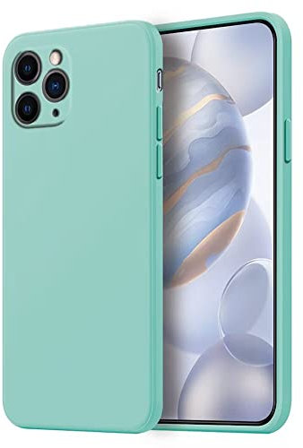 HONLEN Coque pour iPhone 11 Pro Max Protection Étui, (6.5 inches) Liquide TPU Silicone Case Anti Rayures Ultra Mince Souple Cover en Silicone Cyan Clair