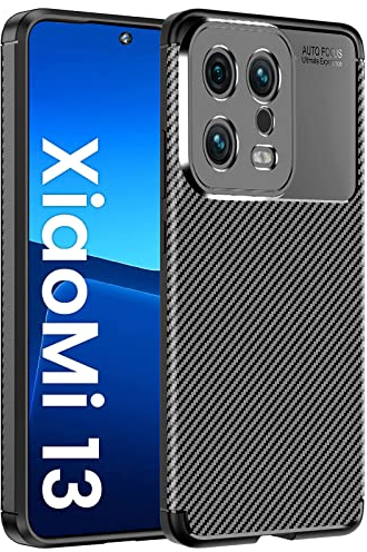 ÁRBOLORO Hülle für Xiaomi 13, Handyhülle Carbon Fibre Ultradünne TPU Silikon Kratzfest Stoßfest Schutzhülle für Xiaomi 13 - Schwarz