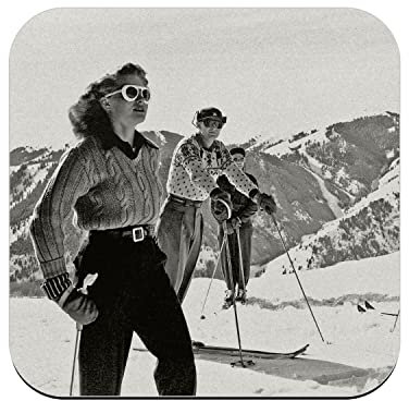 Untersetzer aus Kork – Ski Retro Stil Vintage Berg Wintersport 70er – 1 Stück (95 x 95 mm)