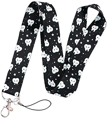 Cartoon-Zahn-Lanyard für Schlüssel, Handy-Umhängeband, Schlüsselanhänger, Ausweishalter für Zahnarzt, Arzt (A 17,7 Zoll)
