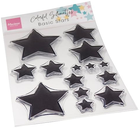 Marianne Design CS1148 Clear Silikonstempel, Bunte Silhouette-Einfache Sterne, zum Stanzen Bastelarbeiten und Präzision Stamping Papercrafts, Transparente, One Size