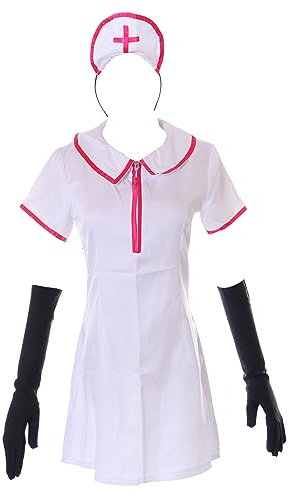 Kawaii-Story MN-232 White Nurse Dress 4-Piece Cosplay Complete Costume for Makima Chainsaw Man Anime Manga (XL)