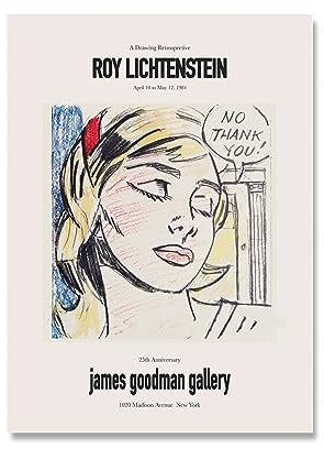 LVTFCO Roy Lichtenstein Poster, Skizze, Mädchen, Illustration, Leinwand, Wandkunst, Lichtenstein-Drucke, Lichtenstein-Gemälde für Heimdekoration, Bild, 50 x 70 cm, ohne Rahmen
