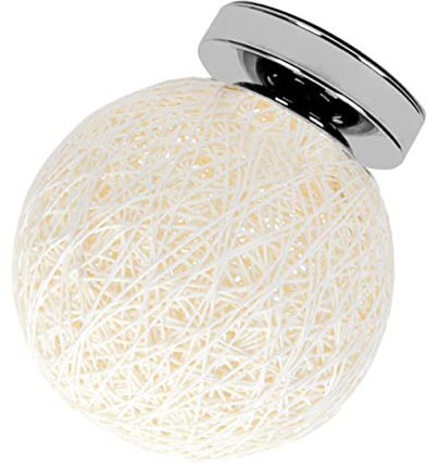 Housoutil 1stk Hanfkugel-deckenlampe Geführter Kronleuchter Runde Lampe Lampenschirm Deckenhängelampe Korb Kronleuchter Sepak-takraw-lampe Flurlampe Led Weiß 15c Deckenleuchte Rattan