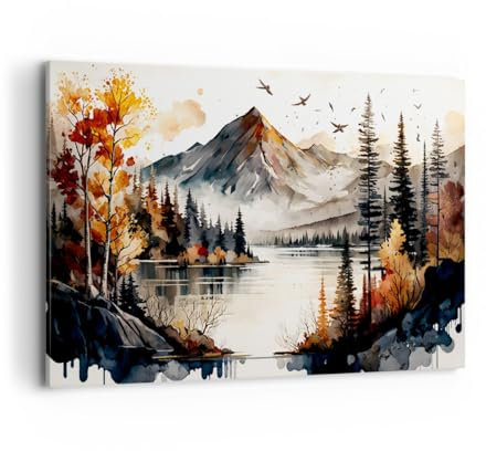 Quadri Moderni Soggiorno Natura Visualizzazione Montagne Quadro su Tela 120x80cm Stampe da Parete Camera da Letto 1 pezzo Wall Art Canvas Grandi Decorazione Murale Grafica Immagini AA120x80-5783