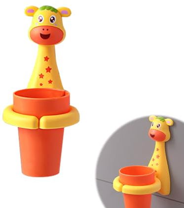 Nizirioo Soporte para cepillos de dientes para niños, portacepillos de dientes con taza, soporte para vasos de dientes sin taladrar, soporte para cepillos de dientes de pared, lindo portacepillos de