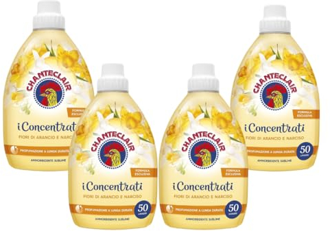 CHANTECLAIR i Concentrati Ammorbidente Sublime Fiori di arancio e Narciso Orangen und Narzissenblüten Weichspüler 4x1000ml lang anhaltender Duft 50 Wäschen Waschmitte