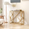 DREAMADE Table Console 80x30x75 CM avec Plateau en Verre Trempé,Table d’Entrée avec Cadre en Métal Doré,Table d'Appoint Multifonctionnelle Modern avec Repose-Pieds pour Salon Chambre
