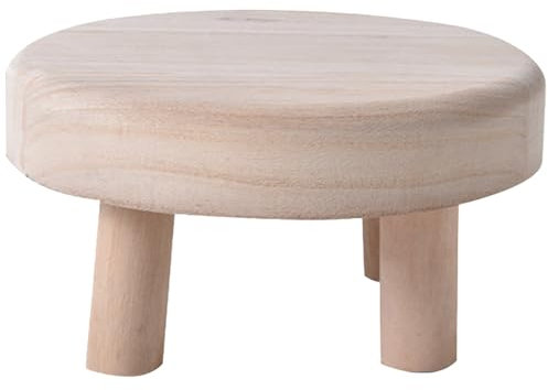 eurNhrN Holzpflanzständer, 7,9 '' Dia..Runder Pflanzenhocker 3.9 '' hoher Pflanzenstreifer Dekorative kleine Pflanzgefäße Ausstellung für Innen im Freien Bonsai Plant Pot Ständer