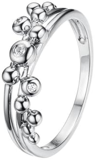 Verlobungsring Weißgold, Damen 9K Weißgold Ring mit Perlen und Moissanit (Größe Anpassen)
