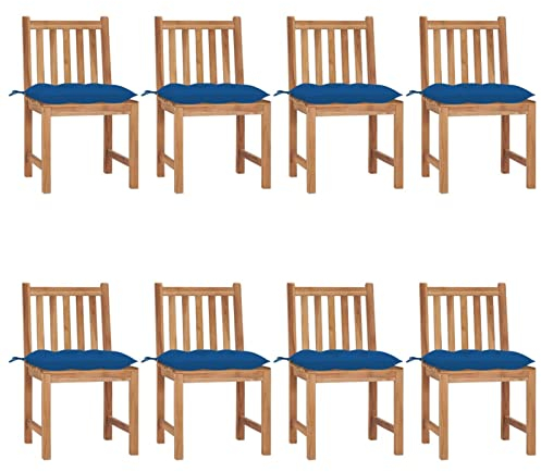 ShGaxin Gartenstühle 8 STK. mit Kissen, Gartenmöbel, Balkonstühle, Hochlehner, Balkonmöbel, Balkon Stuhl, Bistrostuhl, Garten Stühle, Armlehnenstuhl, Massivholz Teak