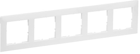 LEGRAND, SEANO 5-fach Rahmen, Thermoplast, Halogenfrei, Abmessungen: 87 x 372 mm, Farbe: Ultraweiß, 765175