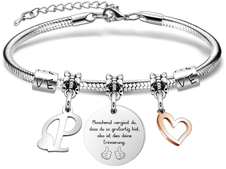 SAMORION 26 Brief Armband,Name Geschenk Inspirierende Armband,Manchmal Vergessen du,Dass Du So Großartig Bist Erinnerung Schmuck Für Frauen Geburtstagsg Armbänder für Freund Weihnachts Abschluss (P)