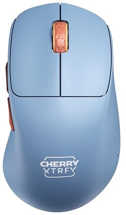CHERRY XTRFY M64 WIRELESS Mouse da Gioco Ultraleggero senza Filo, Radio a 2,4 GHz, Ottimizzato per esports, Forma Ergonomica con Parte Anteriore Piatta, Colore blu