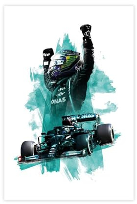 Baydog – Lewis Hamilton F1 Poster auf Leinwand, Wandkunst, Dekoration für Wohnzimmer, Schlafzimmer, ungerahmt, 30 x 45 cm