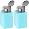 sourcing map 2pcs Solvent Alcohol Dispensers 180ml(6oz) Push Down Liquid Dispenser Pump Bottle with Sealing Stainless Steel Lid for Acetone Solution, Blue