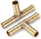 LEPEVNEY Raccord cannelé en laiton 8 mm (5/16) Connecteur 3 voies ID en forme de T pour air, gaz, eau et carburant – Connecteur en T barbelé (2 pièces)