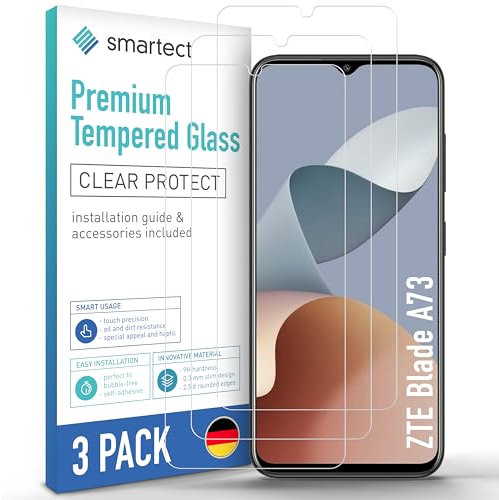 smartect Vetro Temperato [3 Pezzi, Clear] compatibile con ZTE Blade A73, Pellicola Protettiva HD Anti Graffio, Senza Bolle, Durezza 9H, 0.3mm Ultra Trasparente, Ultra Resistente
