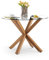 Mesa de comedor redonda con parte superior de cristal templado y patas de madera, mesa de cocina pequeña de 100 cm para el hogar, sala de estar, ideal para esquina de comedor