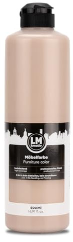 LM-Kreativ Möbelfarbe 500 ml - Cappuccino - Hochdeckende Möbellack für Innen- und Außenbereich | Möbelfarbe ohne Schleifen | Küchenfarbe/Küchenfront Farbe | Geruchsarm und Umweltschonend