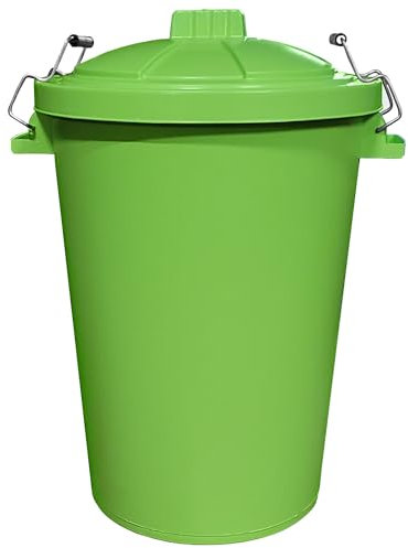 Extra Large Dustbin with Clip Locking Lid 80L Plastic Dustbin for Garden Waste Recycling or Animal Feed 80 Litre Lime Green Bin