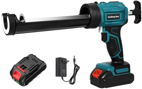 Akku Kartuschenpistole Kompatibel mit Makita 21V Akku, Akku Kartuschenpistole mit 2000mAh,LED- Licht, 4 Geschwindigkeiten,Silikonpistole Akku für 300ML Kartuschen (1×batterie)