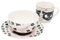 United Labels Ralf Schmitz 3-teiliges Geschirrset, Weiß, Hildegard Katze Frühstücksset aus Porzellan mit Teller Ø 19 cm, Tasse 220 ml und Schale 330 ml, Geschirr Set