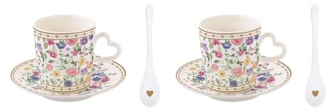 Easy Life MAMO3107 - Mon Amour Espressotasse m. Untertasse u. Löffel, 2er SET
