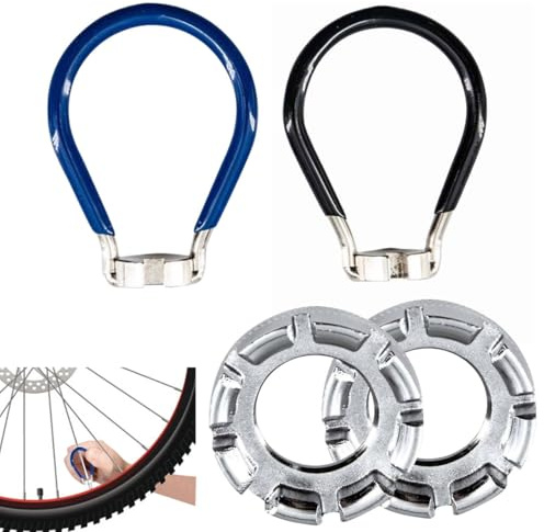XWYDZ 4 Pcs Spoke Key, Spoke Wrench Tool - 6-in-1 Bicycle Wheel Truing Tool Kit with Spoke Adjuster for Bike/Motorcycle/Cycle Maintenance Silver-Blue-Black
