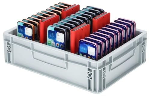 Feldherr Smartphone-Box mit Schaumstoffeinlage für Schulen Handyaufbewahrung, Aufbewahrungsbox mit Fächereinteilung, sofort einsatzbereit, für Klassenzimmer (EB100Set)