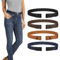 LEACOOLKEY 4 Stück Damen ohne Schnalle Elastischer Stretch Gürtel für Jeans Unsichtbarer Schnallenfreier Plus Size Gürtel für Herren Metallfrei