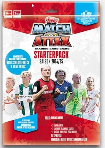 Bundesliga Match Attax 24/25 – Starterpack mit 17 Karten, Sammelmappe, Magazin & Spielfeld + Heartforcards® Versandschutz
