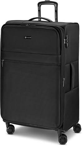 BUGATTI Check-in Koffer für Damen und Herren | großer XL Trolley 46.5 x 28.5 x 75cm aus hochwertigem, flexiblem Polyester Material | Erweiterbar & Doppelrolle| Valencia Soft Serie